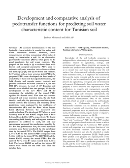 Development and Comparative Analysis of Pedotransfer Functions for Predicting Soil Water Characteristic Content for Tunisian Soil