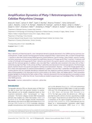 Amplification Dynamics of Platy-1 Retrotransposons in the Cebidae