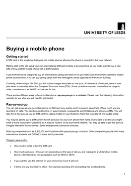 Buying a Mobile Phone