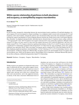 Within-Species Relationship of Patchiness to Both Abundance And