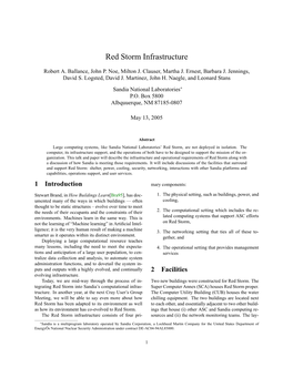 Red Storm Infrastructure at Sandia National Laboratories
