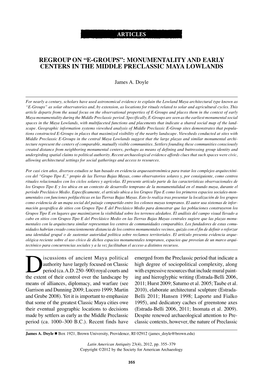 E-Groups”: Monumentality and Early Centers in the Middle Preclassic Maya Lowlands