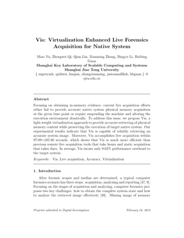 Vis: Virtualization Enhanced Live Forensics Acquisition for Native System