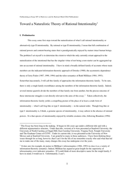 Toward a Naturalistic Theory of Rational Intentionality1