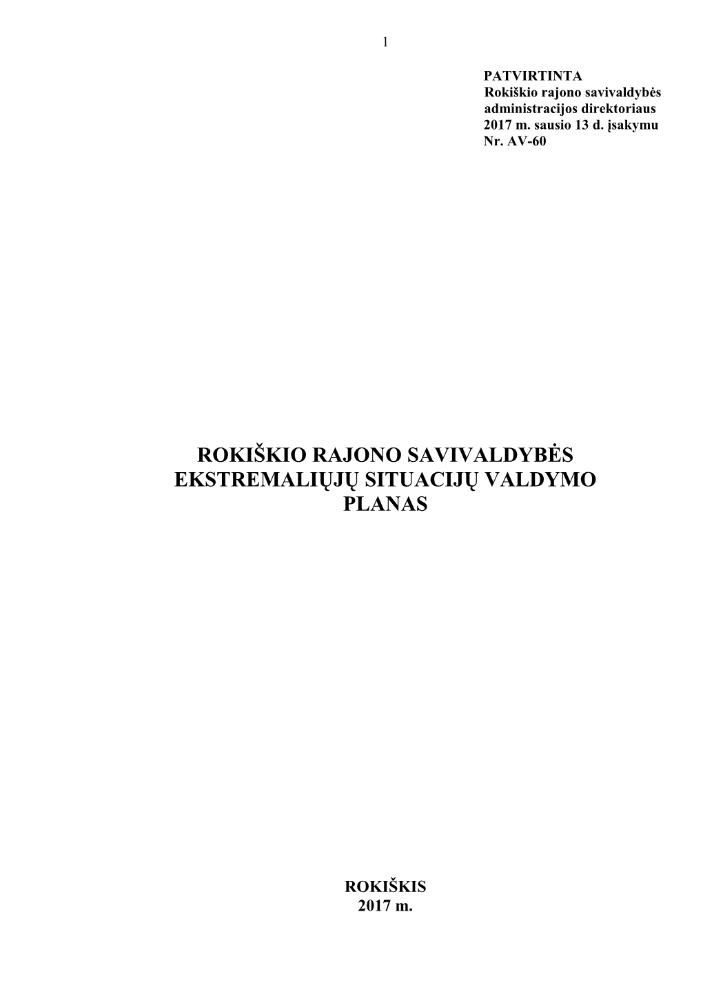 Rokiškio Rajono Savivaldybės Ekstremaliųjų Situacijų Valdymo Planas ...