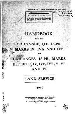 Handbook of the Ordnance Q.F. 18 -PR ... (LS) 1940