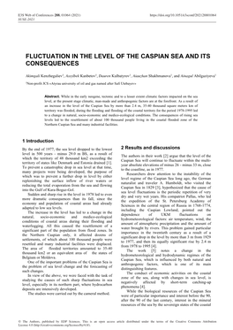 Fluctuation in the Level of the Caspian Sea and Its Consequences