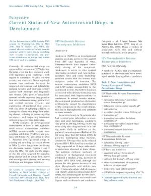 Current Status of New Antiretroviral Drugs in Development