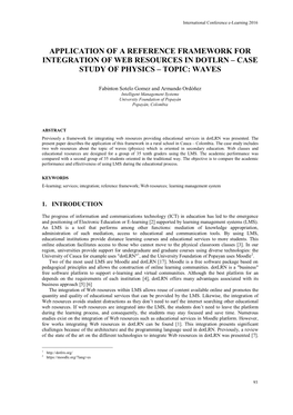 Application of a Reference Framework for Integration of Web Resources in Dotlrn – Case Study of Physics – Topic: Waves