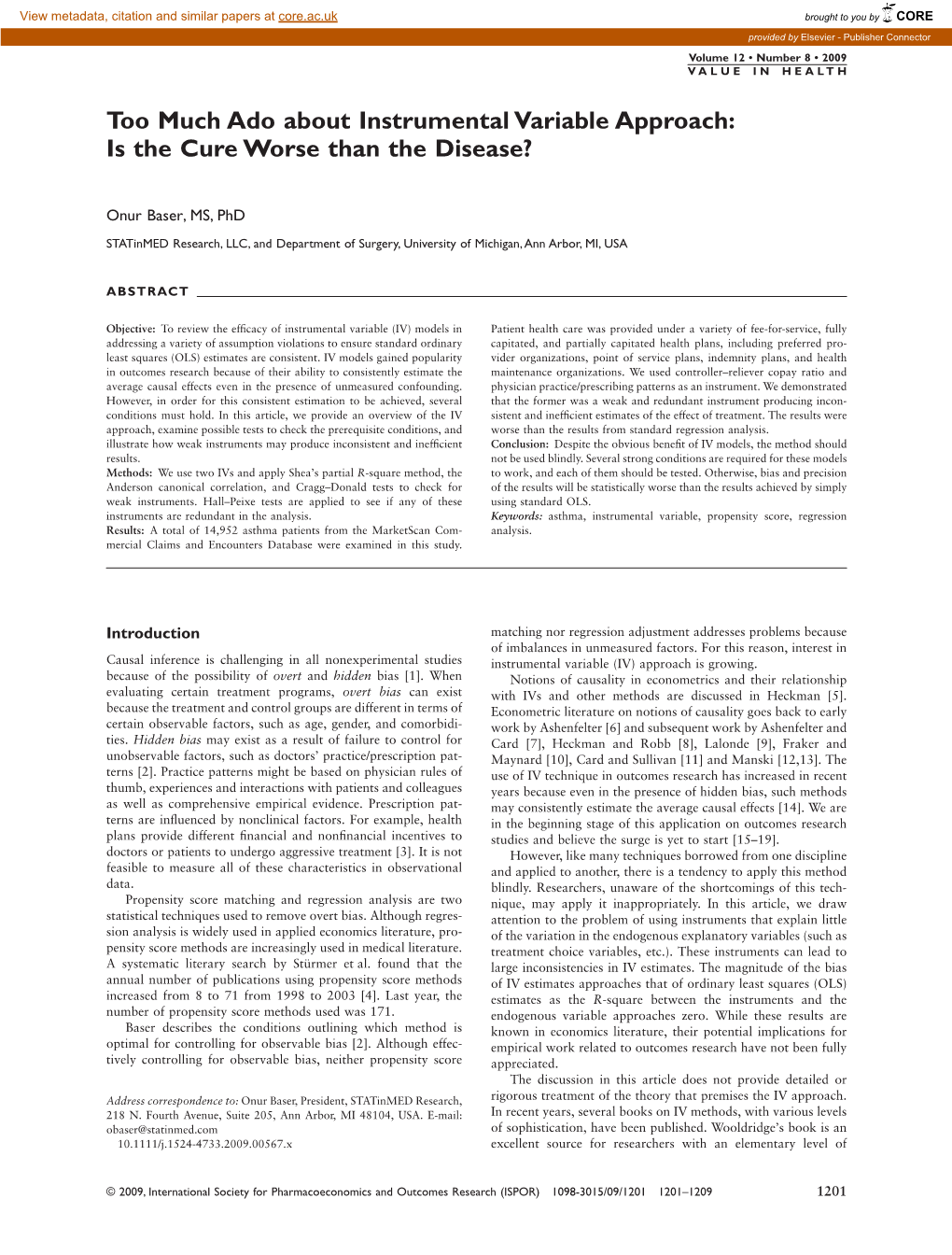 Too Much Ado About Instrumental Variable Approach