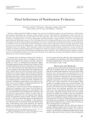 Viral Infections of Nonhuman Primates