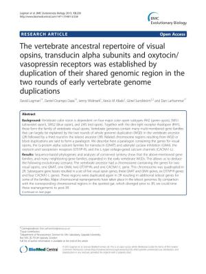 The Vertebrate Ancestral Repertoire of Visual Opsins, Transducin Alpha Subunits and Oxytocin/Vasopressin Receptors Was Establish