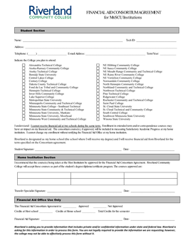 FINANCIAL AID CONSORTIUM AGREEMENT for Mnscu Institutions