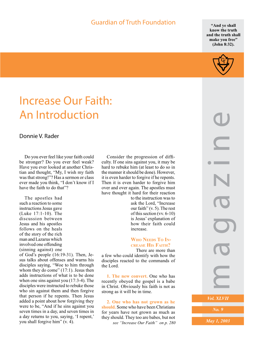 Increase Our Faith: an Introduction