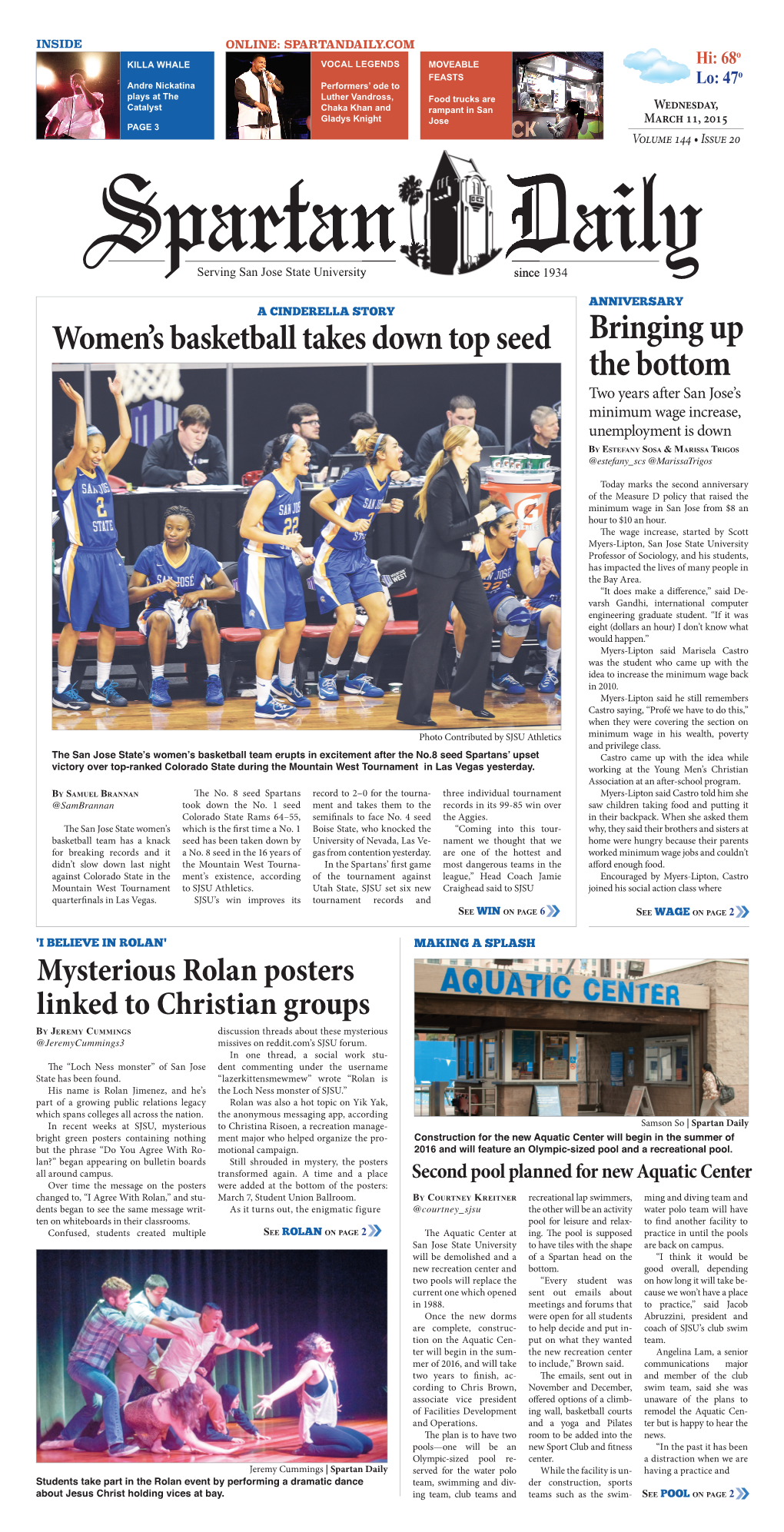 Spartan Daily, March 11, 2015