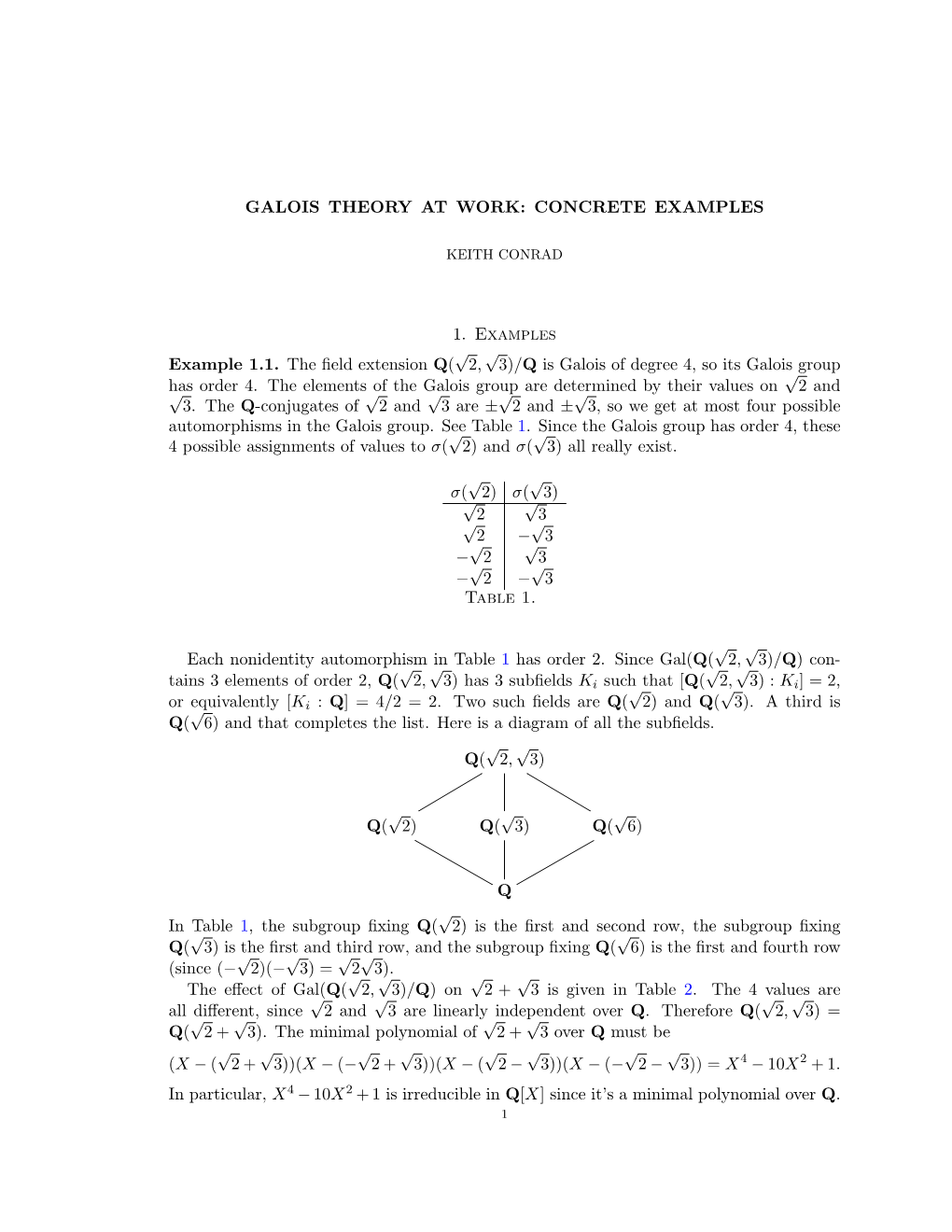 Galois Theory at Work: Concrete Examples