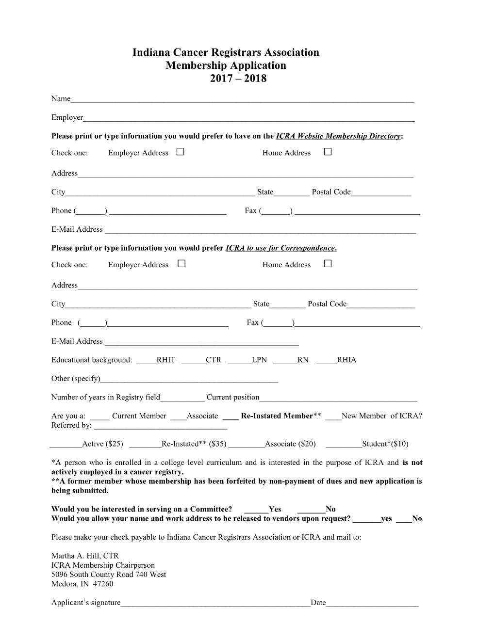 ICRA Membership Application