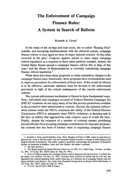 Enforcement of Campaign Finance Rules: a System in Search of Reform