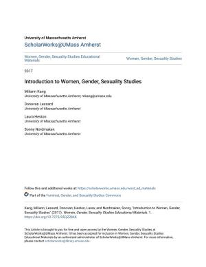 Introduction to Women, Gender, Sexuality Studies