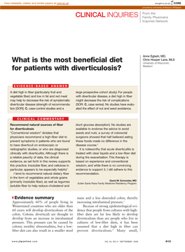 What Is the Most Beneficial Diet for Patients with Diverticulosis?