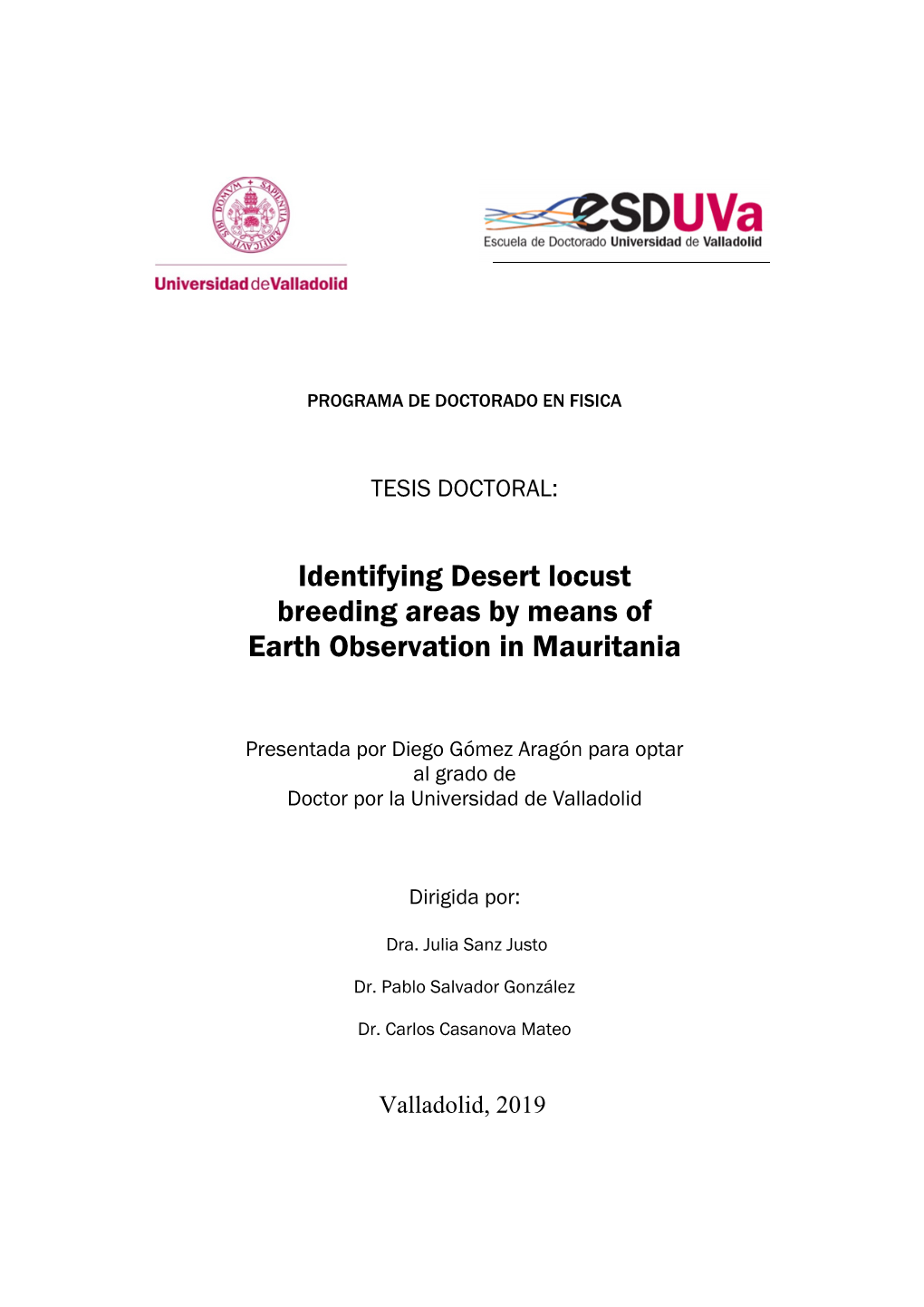 Identifying Desert Locust Breeding Areas by Means of Earth Observation in Mauritania