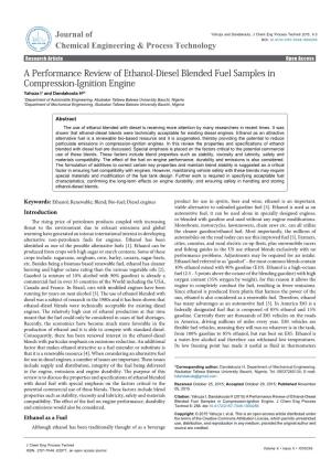A Performance Review of Ethanol-Diesel Blended Fuel