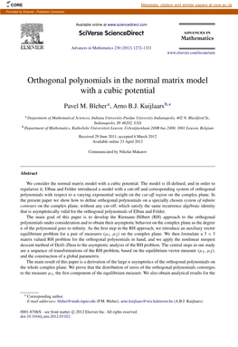 Orthogonal Polynomials in the Normal Matrix Model with a Cubic Potential
