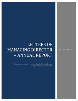 Letters of Managing Director – Annual Report