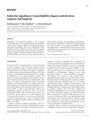 REVIEW Endocrine Signaling in Caenorhabditis Elegans Controls