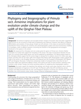 Phylogeny and Biogeography of Primula Sect. Armerina: Implications