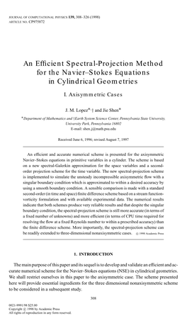 An Efficient Spectral-Projection Method for the Navier–Stokes