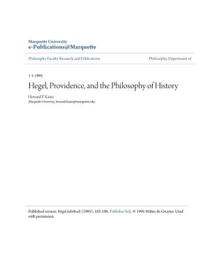 Hegel, Providence, and the Philosophy of History Howard P