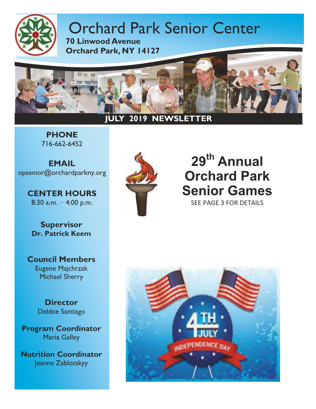 Orchard Park Senior Center 7070 Linwoodlinwood Avenue Avenue Orchardorchard Park, Park, NY NY 14127 14127