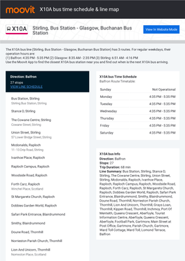 X10A Bus Time Schedule & Line Route