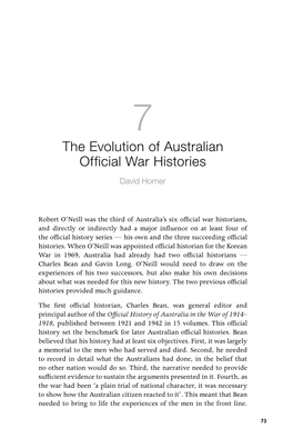 The Evolution of Australian Official War Histories David Horner