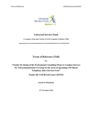 Universal Service Fund Terms of Reference (Tor)