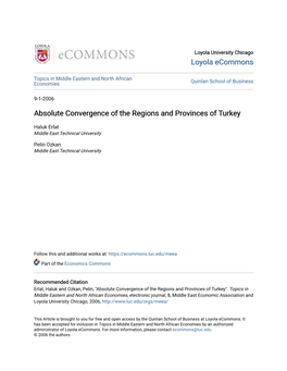 Absolute Convergence of the Regions and Provinces of Turkey