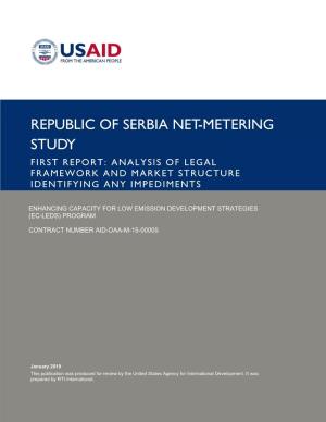 Republic of Serbia Net-Metering Study: First Report