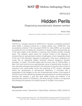 Asymptomatic Carriers and Uncertainty the Debate About Asymptomatic Carriers of COVID-19 Began at the Very Beginning of the Pandemic