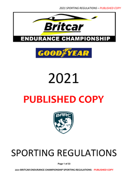 Published Sporting Regulations