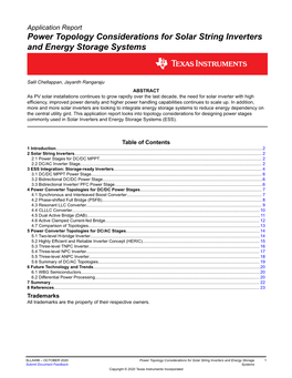 Power Topology Considerations for Solar String Inverters and Energy Storage Systems