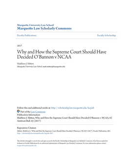 Why and How the Supreme Court Should Have Decided O'bannon V