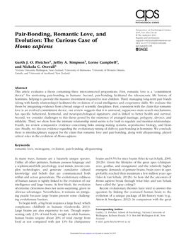 Pair-Bonding, Romantic Love and Evolution: the Curious Case Of