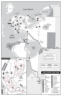 Map of Lake Shetek State Park, Including Trails and Facilities