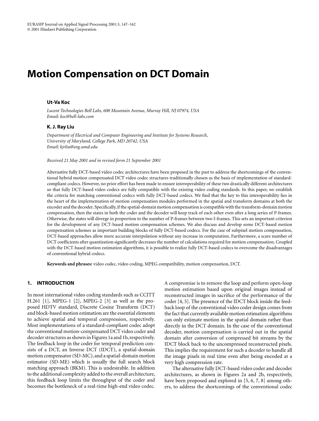 Motion Compensation on DCT Domain