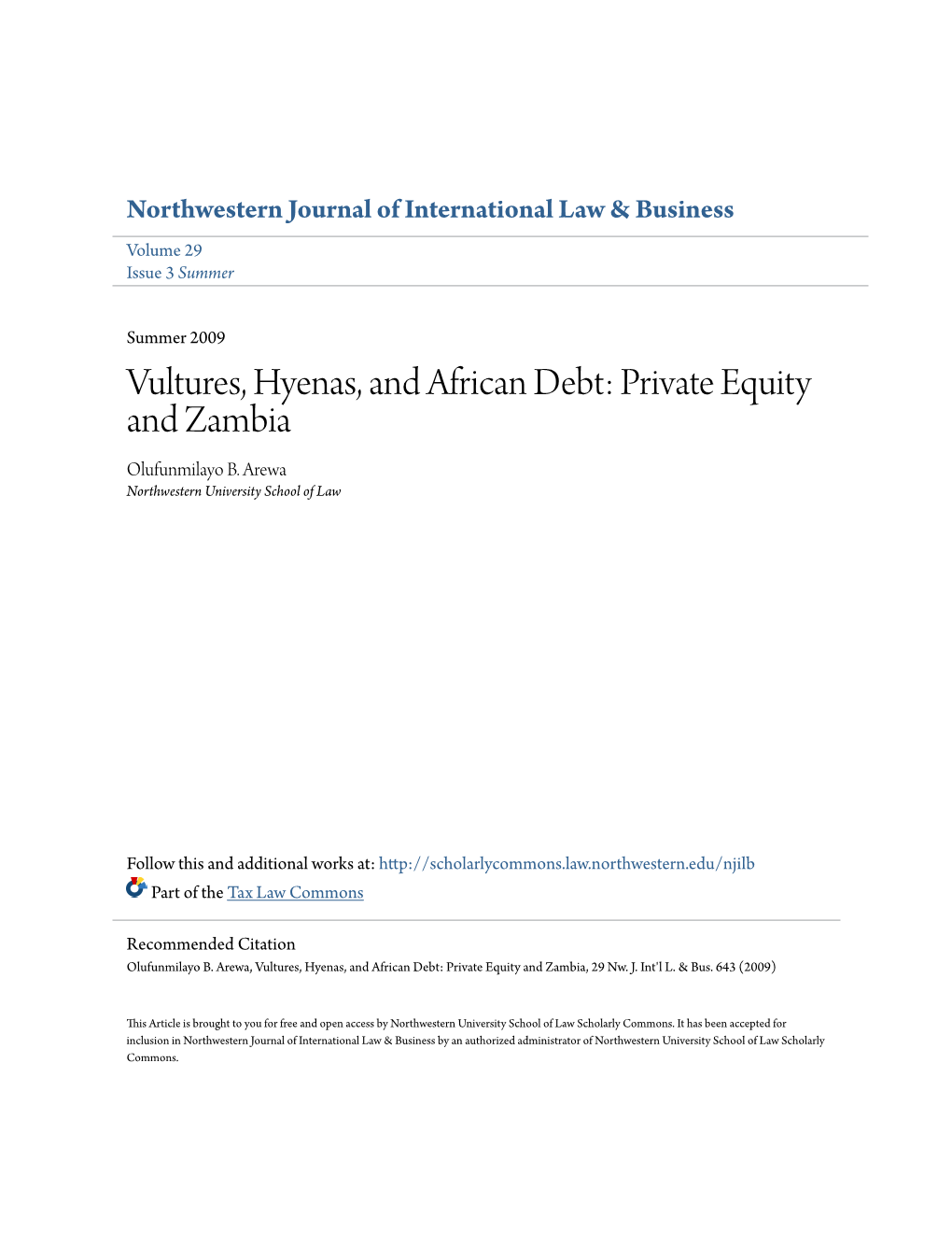 Private Equity and Zambia Olufunmilayo B