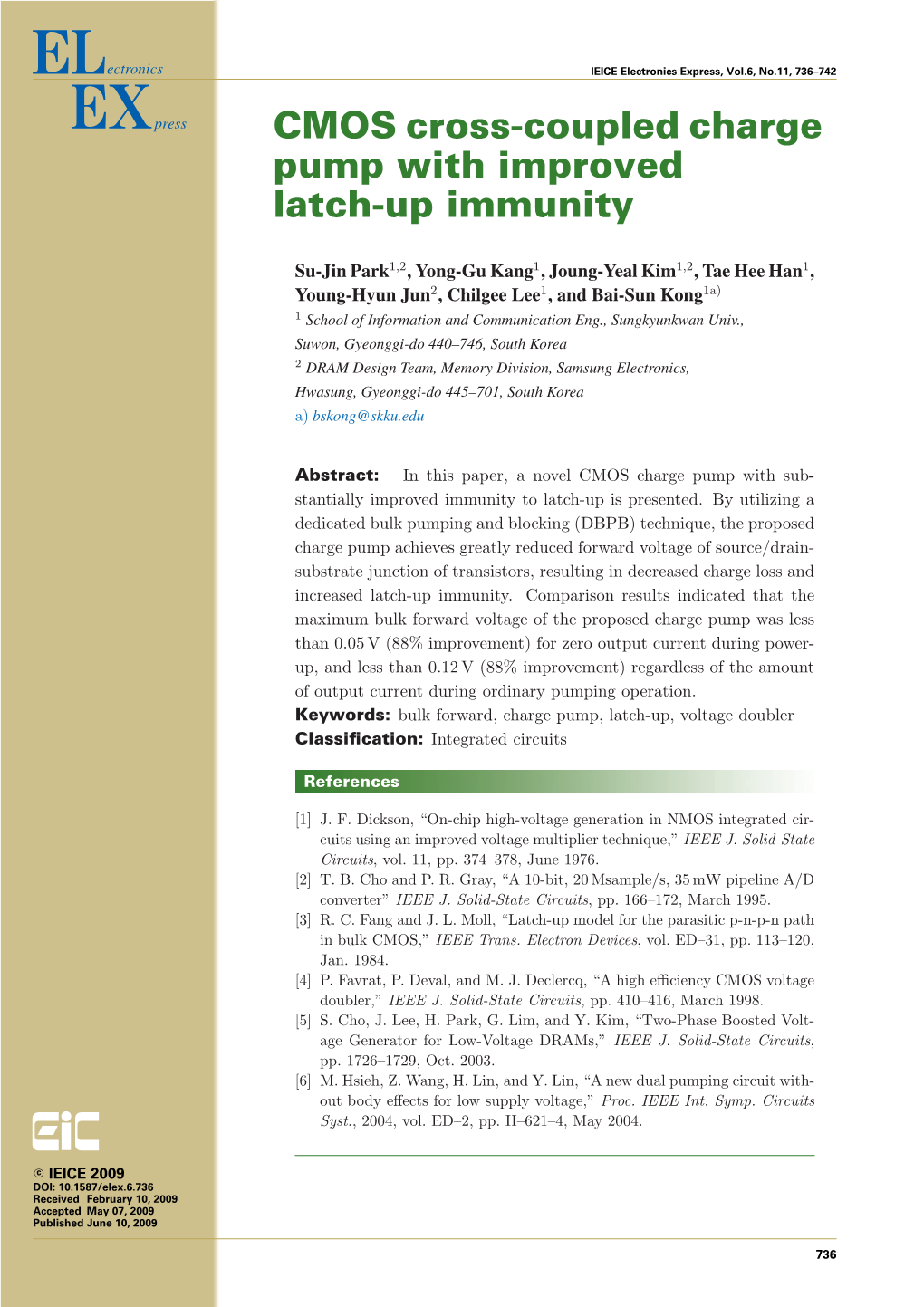 CMOS Cross-Coupled Charge Pump with Improved Latch-Up Immunity