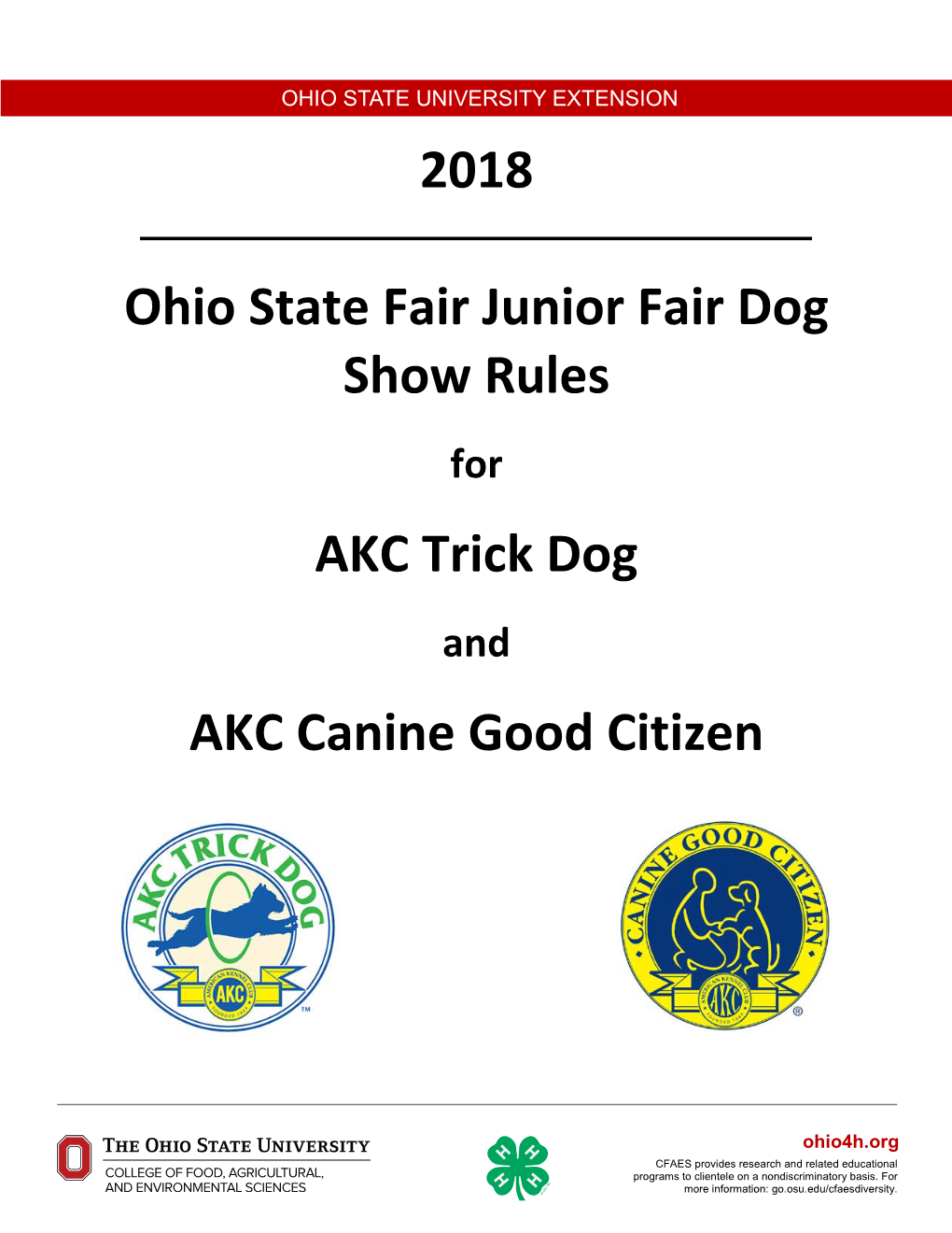 2018 Ohio State Fair Junior Fair Dog Show Rules AKC Trick Dog AKC
