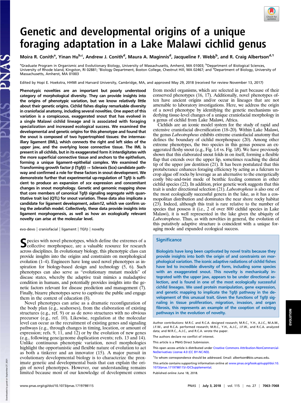 Genetic and Developmental Origins of a Unique Foraging Adaptation in a Lake Malawi Cichlid Genus