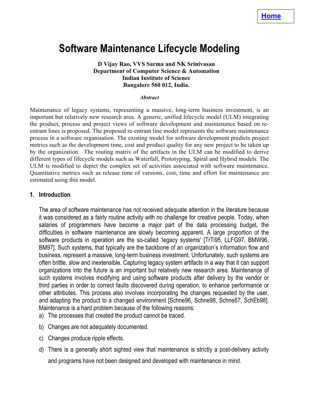 Software Maintenance Lifecycle Modeling